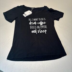 NWT Mary Square Coffee Empire T-Shirt Women’s Size Small Black White